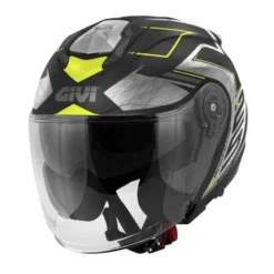 Bundle Casco Jet Givi X.25 Trace Nero Opaco Titanio Giallo con Interfono Givi I319S