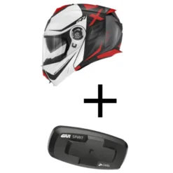 Bundle Casco Modulare Givi X.27 Dimension Nero Opaco Bianco Rosso con Interfono Givi I319S