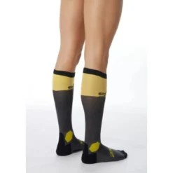 Calza Lunga Rinforzata Unisex Sixs LONG-RACING Grigio Scuro Giallo