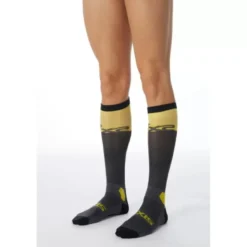 Calza Lunga Rinforzata Unisex Sixs LONG-RACING Grigio Scuro Giallo