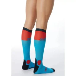 Calza Lunga Rinforzata Unisex Sixs LONG-RACING Turchese Rosso