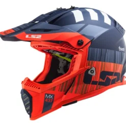 Casco Cross Bambino Enduro Ls2 Mx437 Fast Evo Mini Xcode Opaco Fluo Arancione Blu