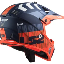 Casco Cross Bambino Enduro Ls2 Mx437 Fast Evo Mini Xcode Opaco Fluo Arancione Blu