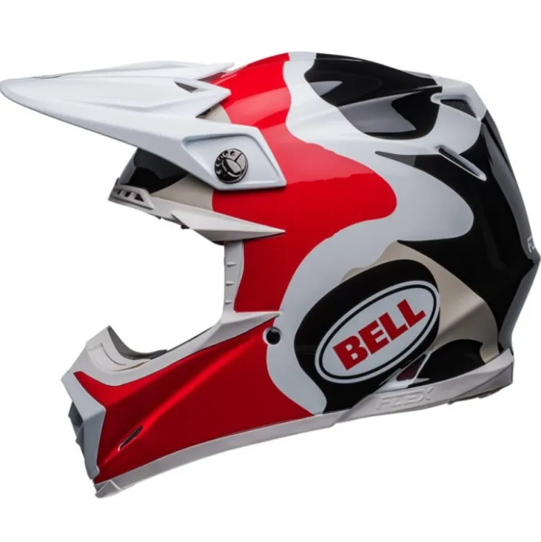 Casco Cross Bell Moto-9s Flex 2023 Hello Costeau Reef Bianco Rosso Opaco Ece 06
