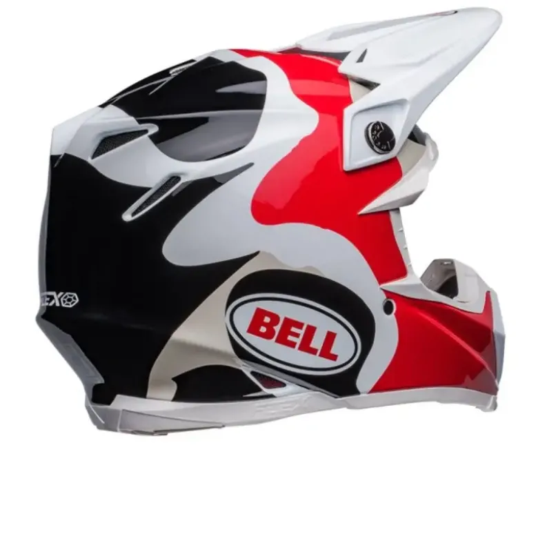 Casco Cross Bell Moto-9s Flex 2023 Hello Costeau Reef Bianco Rosso Opaco Ece 06