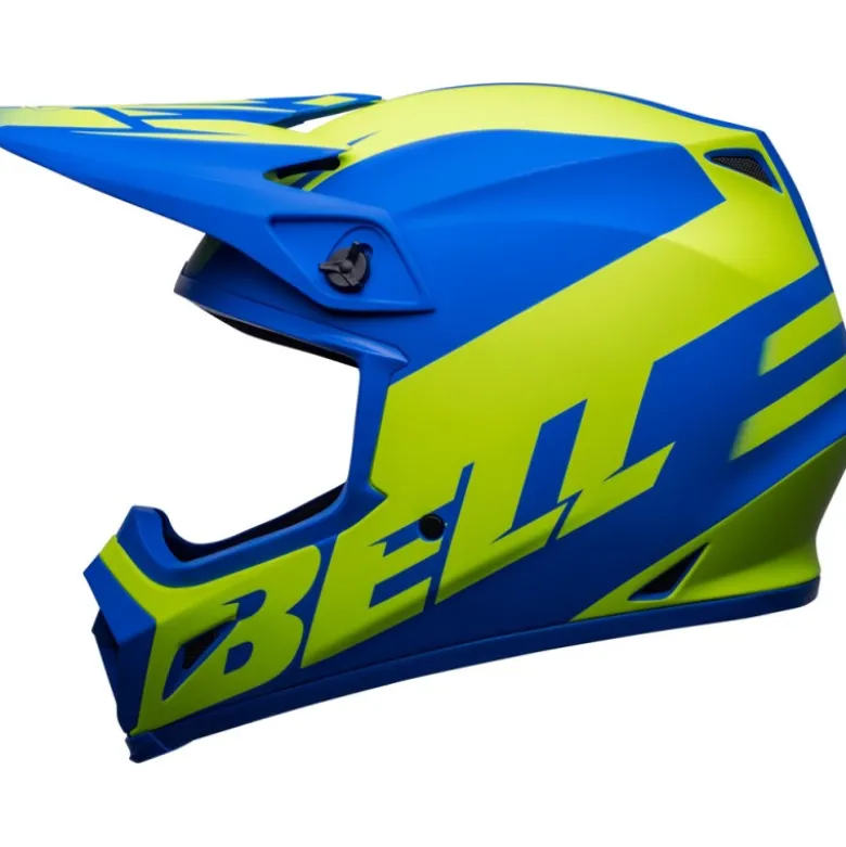 Casco Cross Bell MX-9 Mips Disrupt Blu Opaco Giallo Alta Visibilità