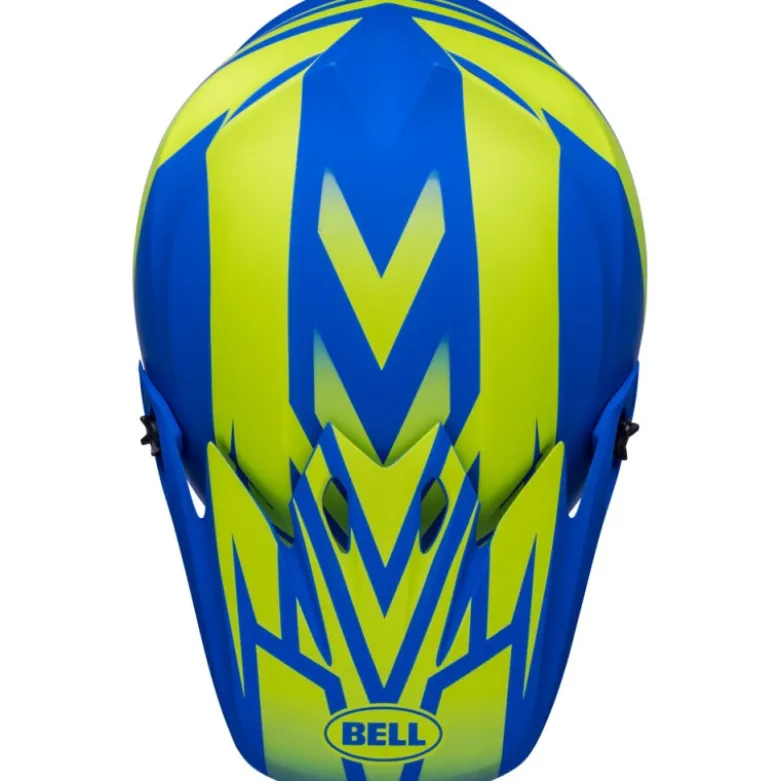 Casco Cross Bell MX-9 Mips Disrupt Blu Opaco Giallo Alta Visibilità