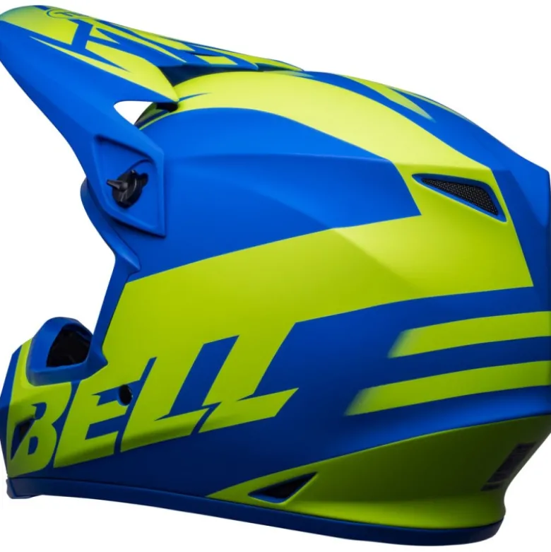 Casco Cross Bell MX-9 Mips Disrupt Blu Opaco Giallo Alta Visibilità
