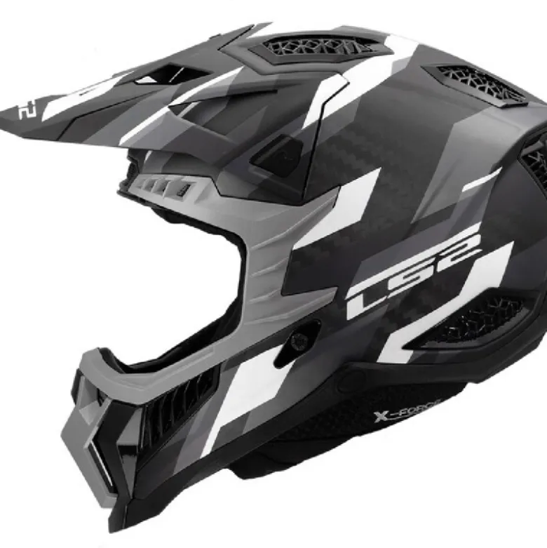 Casco Cross Carbonio Ls2 MX703 X-Force Phantom Nero Grigio Opaco