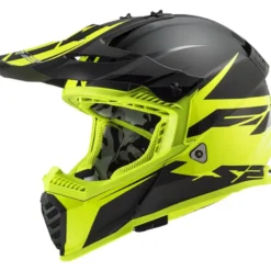 Casco Cross Enduro Ls2 Mx437 Fast Evo Roar Nero Opaco Giallo Alta Visibilità