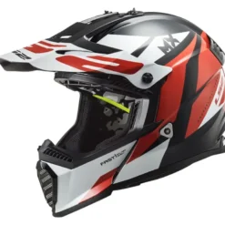 Casco Cross Enduro Ls2 Mx437 Fast Evo Strike Nero Bianco Rosso