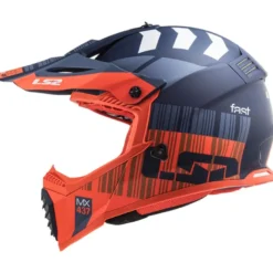 Casco Cross Enduro Ls2 Mx437 Fast Evo Xcode Arancione Fluo Opaco Blu