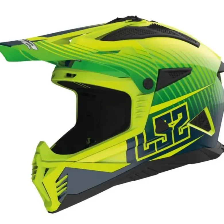 Casco Cross Ls2 Mx708 Fast II Duck H-V Verde Giallo Opaco