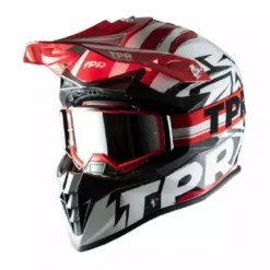 Casco Cross MPH Jumper TPR Factory Bianco Nero Rosso e Maschera Pro-Race