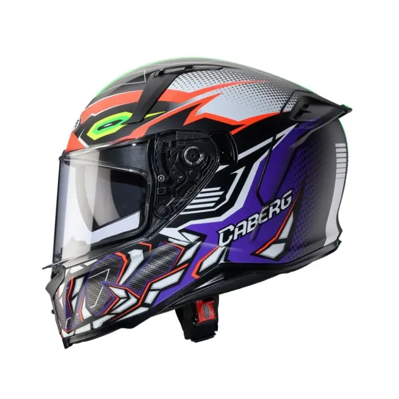 Casco Integrale Caberg Avalon X Gurkha Nero Opaco Arancio Fluo Verde Fluo Viola