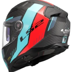 Casco Integrale Ls2 FF811 Vector II Carbon Grid Rosso Cyan