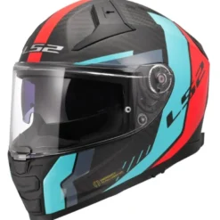 Casco Integrale Ls2 FF811 Vector II Carbon Grid Rosso Cyan