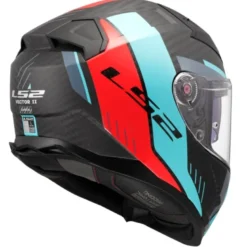 Casco Integrale Ls2 FF811 Vector II Carbon Grid Rosso Cyan