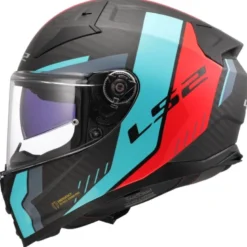 Casco Integrale Ls2 FF811 Vector II Carbon Grid Rosso Cyan