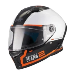 Casco Integrale Mt Helmets Ff126 Stinger 2 B0 Core Bianco Nero Lucido