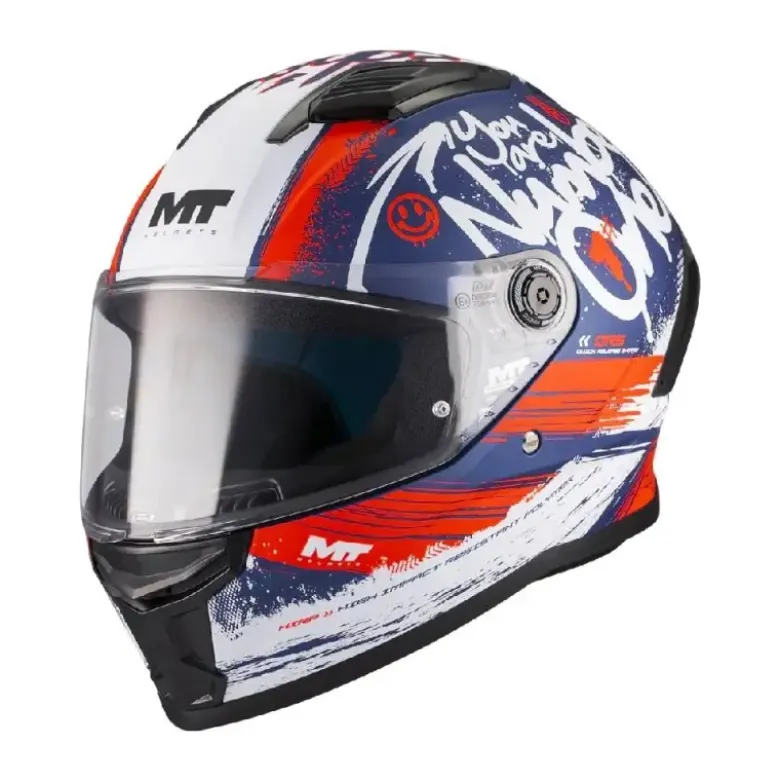Casco Integrale Mt Helmets Ff126 Stinger 2 C17 Rocket Blu Bianco Opaco