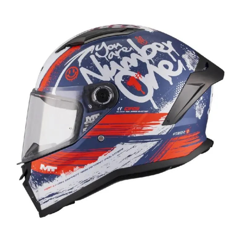 Casco Integrale Mt Helmets Ff126 Stinger 2 C17 Rocket Blu Bianco Opaco