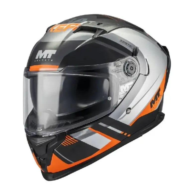 Casco Integrale Mt Helmets Ff128Sv Braker B4 Sv Inception Grigio Nero Arancione Lucido