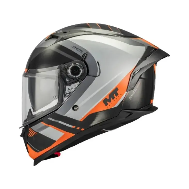 Casco Integrale Mt Helmets Ff128Sv Braker B4 Sv Inception Grigio Nero Arancione Lucido