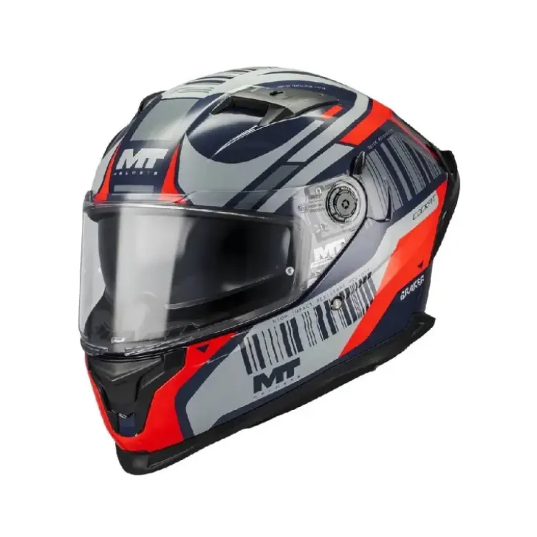 Casco Integrale Mt Helmets Ff128Sv Braker Sv C5 Cockpit Grigio Nero Rosso Lucido