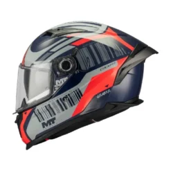 Casco Integrale Mt Helmets Ff128Sv Braker Sv C5 Cockpit Grigio Nero Rosso Lucido