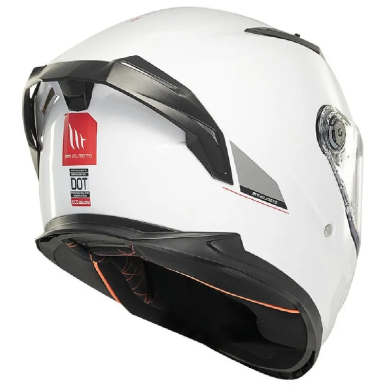 Casco Integrale Mt Helmets Ff128Sv Braker Sv Solid A0 Perla Lucido Bianco