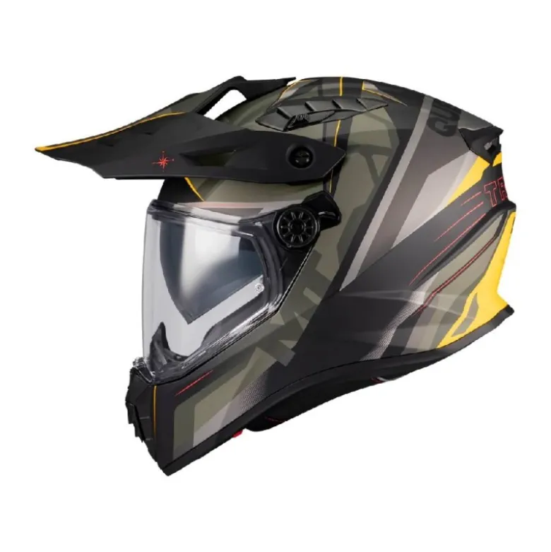 Casco Integrale Mt Helmets Hs218Sv Track Sv Questor B6 Verde Nero Giallo Opaco