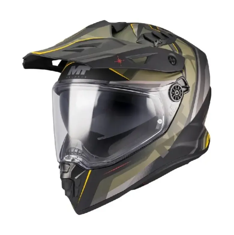 Casco Integrale Mt Helmets Hs218Sv Track Sv Questor B6 Verde Nero Giallo Opaco