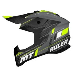 Casco Integrale Mt Helmets Mx802B Falcon S C2 Ruler Grigio Giallo Fluo Opaco
