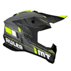 Casco Integrale Mt Helmets Mx802B Falcon S C2 Ruler Grigio Giallo Fluo Opaco