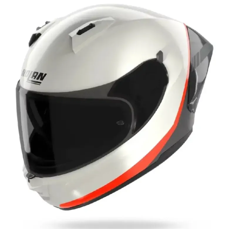 Casco Integrale Nolan N60-6 Sport Verniciatura Speciale 347 Bianco Perla Nero Arancione