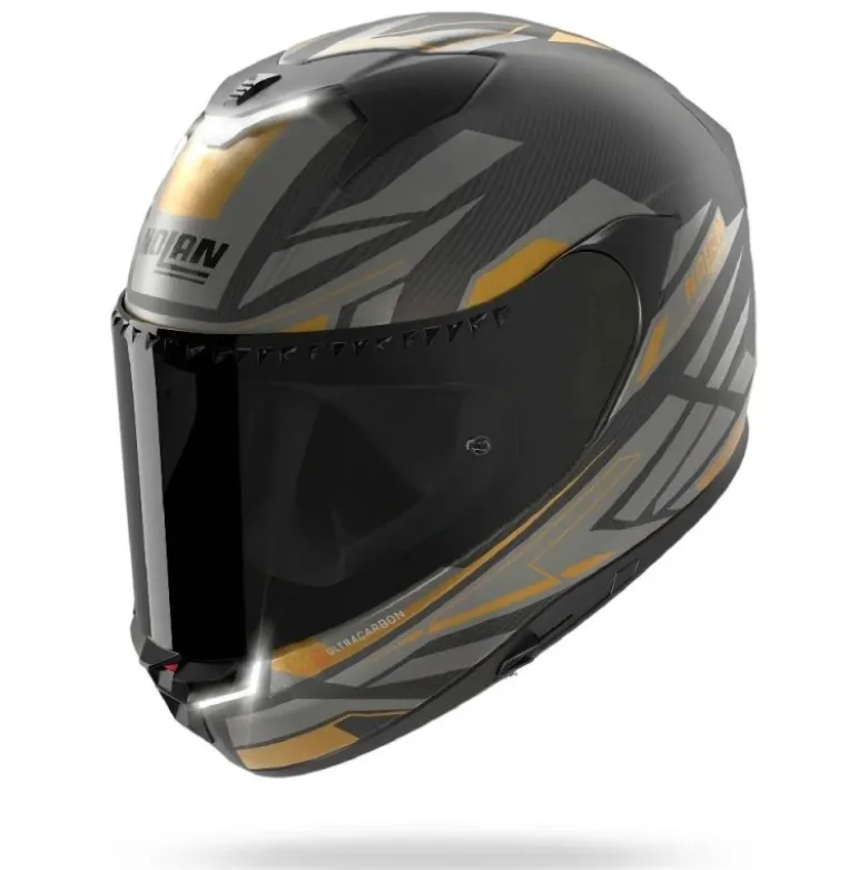 Casco Integrale Nolan X-904 Ultra Carbon Calibro Rombo I-ESS 359 Carbonio Antracite Oro Opaco