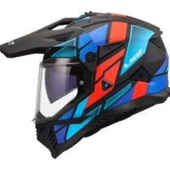 Casco Integrale On-Off Touring Ls2 MX702 Pioneer II Block Nero Rosso Blu Opaco
