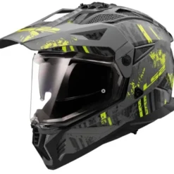 Casco Integrale On-Off Touring Ls2 MX702 Pioneer II Crazy Nero Grigio Opaco H-V Giallo