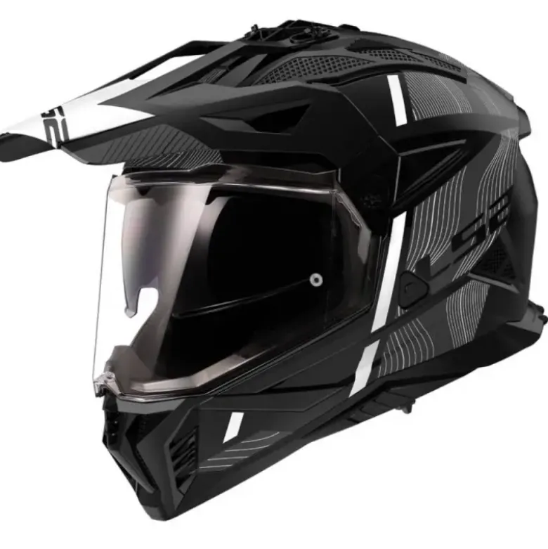 Casco Integrale On-Off Touring Ls2 MX702 Pioneer II Hill Nero Bianco Opaco