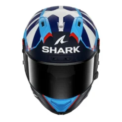 Casco Integrale Shark Aeron-Gp Fim Racing -1 Replica Raul Fernandez Blu Bianco Lucido