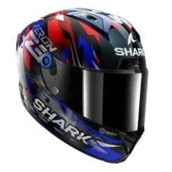 Casco Integrale Shark Aeron-Gp Fim Racing -1 Replica Zarco Gp De France Carbon Blu Cromato Lucido