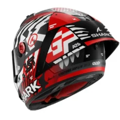 Casco Integrale Shark Aeron-Gp Fim Racing -2 Speed-Fancy Carbon Bianco Rosso Opaco