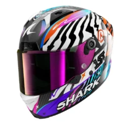 Casco Integrale Shark Aeron Speed-Fancy Carbon Bianco Arancione Lucido