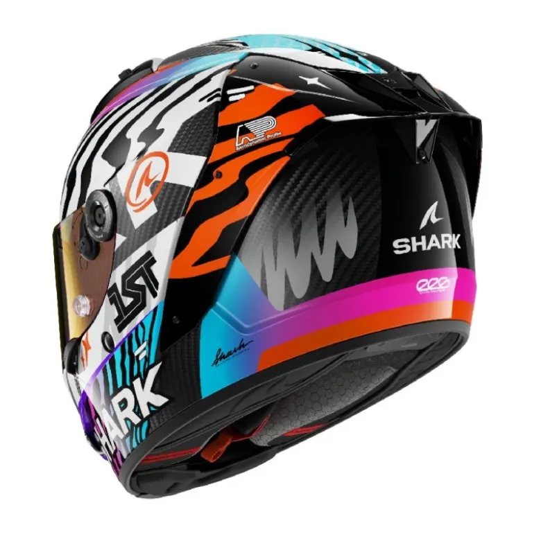 Casco Integrale Shark Aeron Speed-Fancy Carbon Bianco Arancione Lucido
