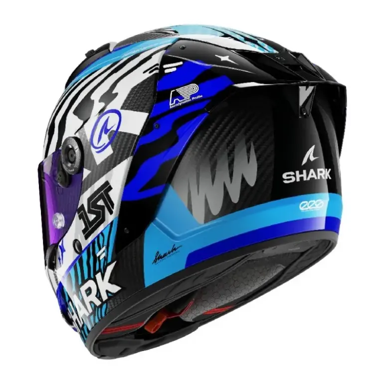 Casco Integrale Shark Aeron Speed-Fancy Carbon Bianco Blu Lucido