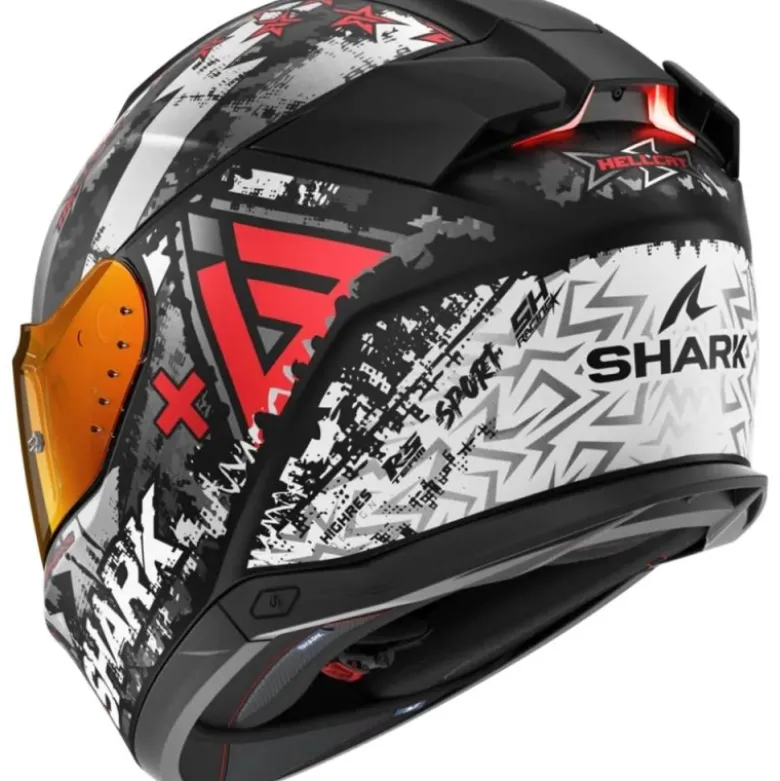 Casco Integrale Shark Skwal i3 Hellcat Nero Chrome Rosso Opaco