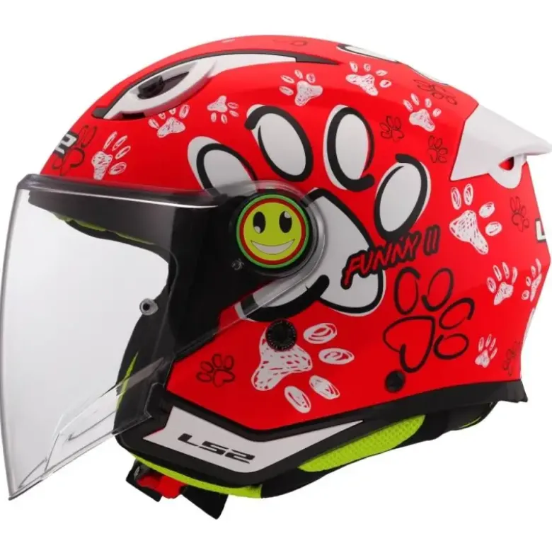 Casco Jet Bambino Ls2 OF622 Funny II Paws Rosso