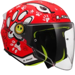 Casco Jet Bambino Ls2 OF622 Funny II Paws Rosso