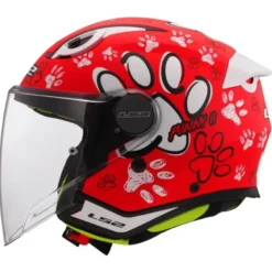 Casco Jet Bambino Ls2 OF622 Funny II Paws Rosso